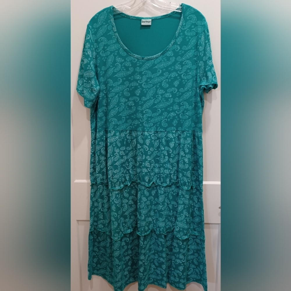 Womans Cotton Sz XL Teal with White Paisley, Comfort,Easy Wear